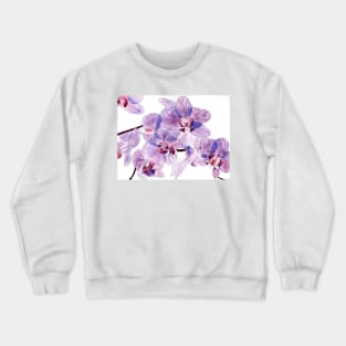 Original Watercolour painting of Pink and Lilac Orchids Crewneck Sweatshirt